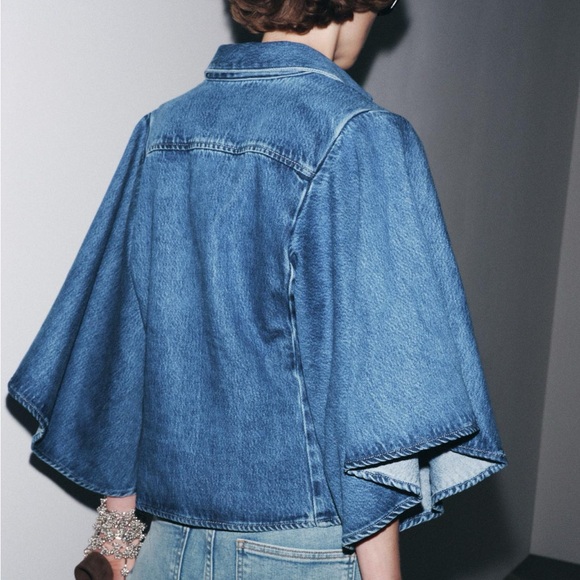 ZARA ZW COLLECTION DENIM KIMONO SHIRT - Picture 3 of 9